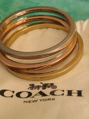 Coach Trio Metal Bangle Set - Gold, Silver, Rose Gold